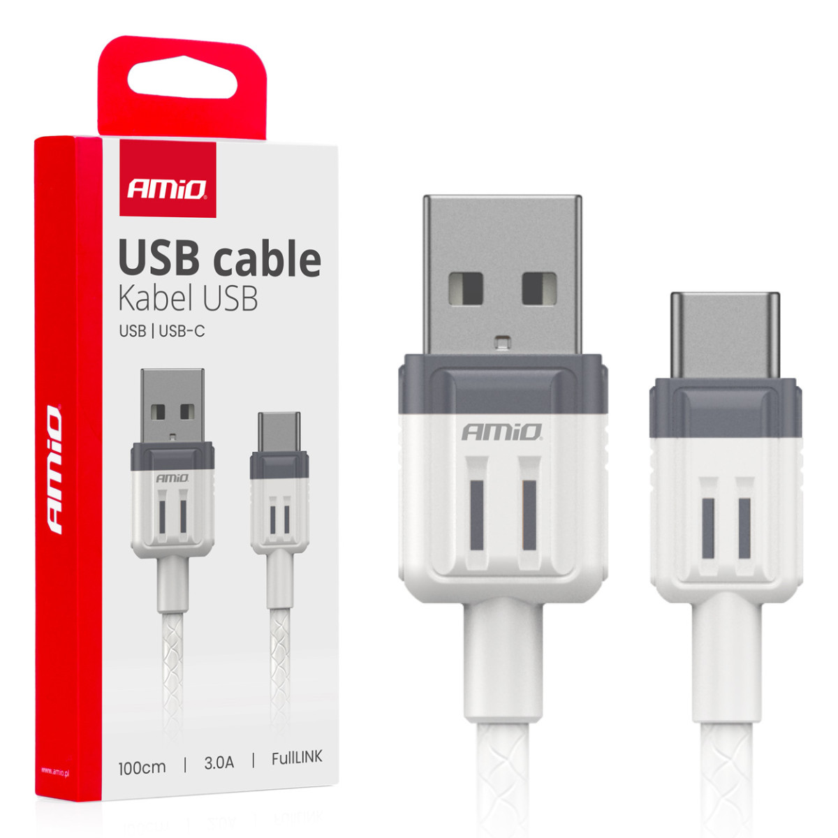 USB-C-kaabel 3A 100cm FullLINK AMIO-03905