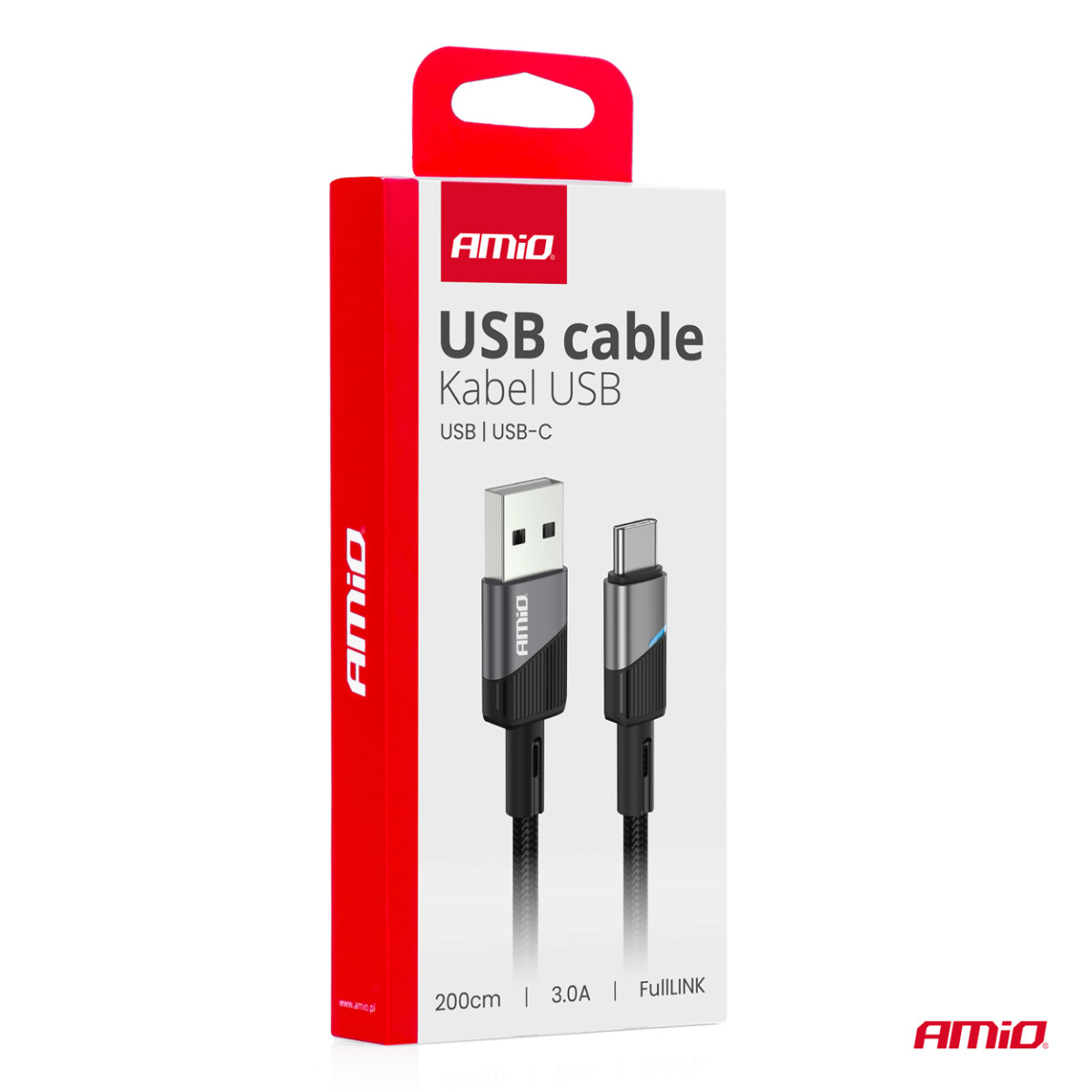 USB-C-kaabel 3A 200 cm FullLINK AMIO-03924
