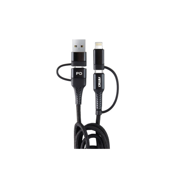 USB-C + Lightning + USB-kaabel 1 m Power Delivery 3in1 AMIO UC-15
