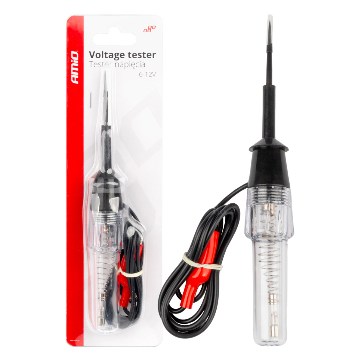 Auto pingetester 6–12V krokodillklambriga, AMIO-04272