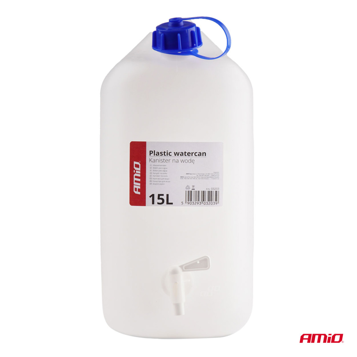 Plastikust veepaak kraaniga 15L AMIO-03203