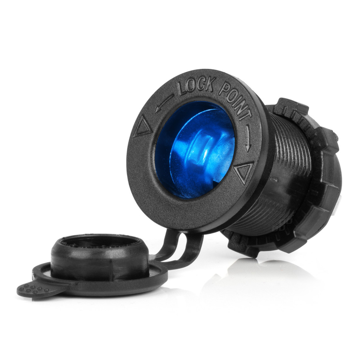 Veekindel auto sigaretisüütaja pistikupesa sinise LED-valgustusega, 12/24V AMIO-04220