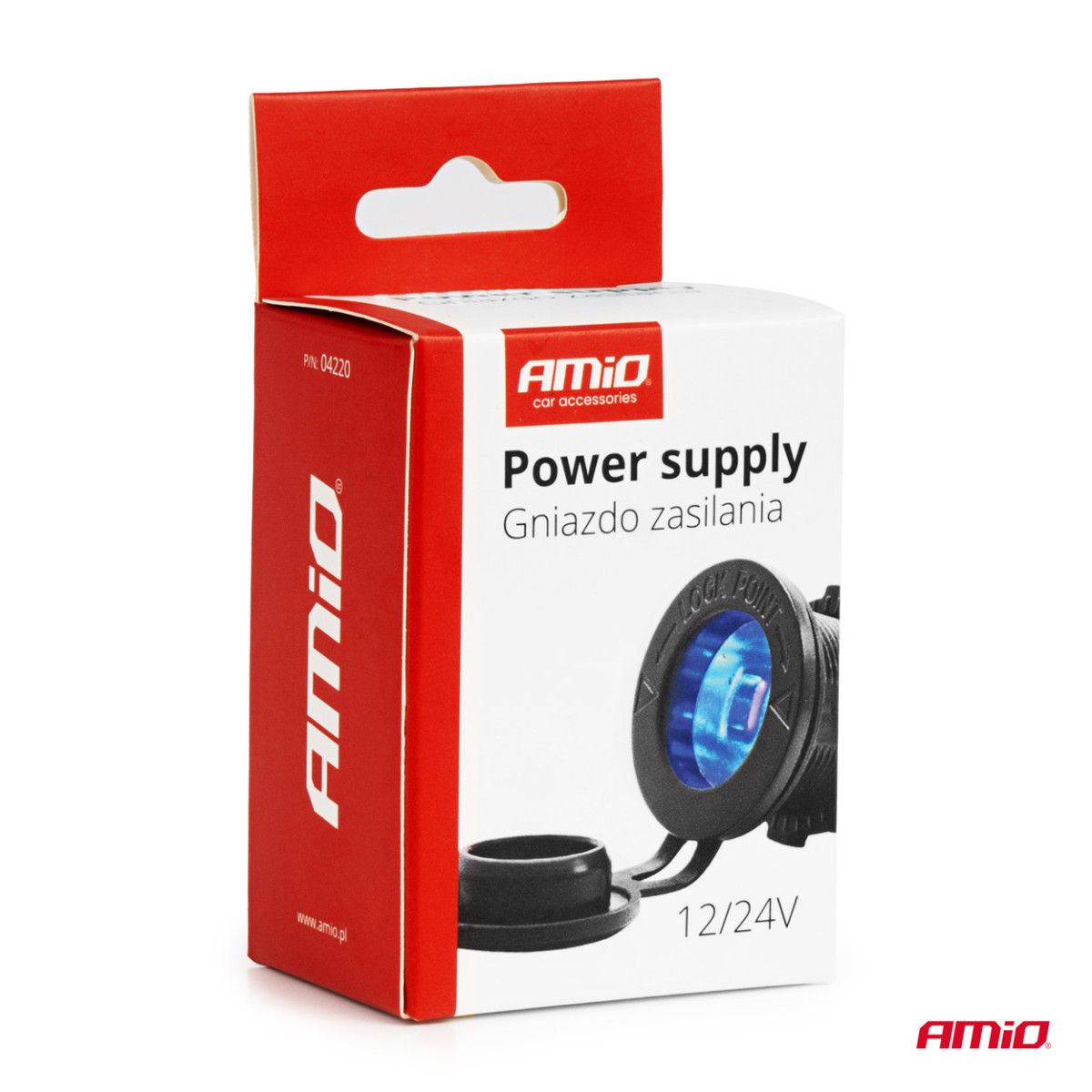 Veekindel auto sigaretisüütaja pistikupesa sinise LED-valgustusega, 12/24V AMIO-04220