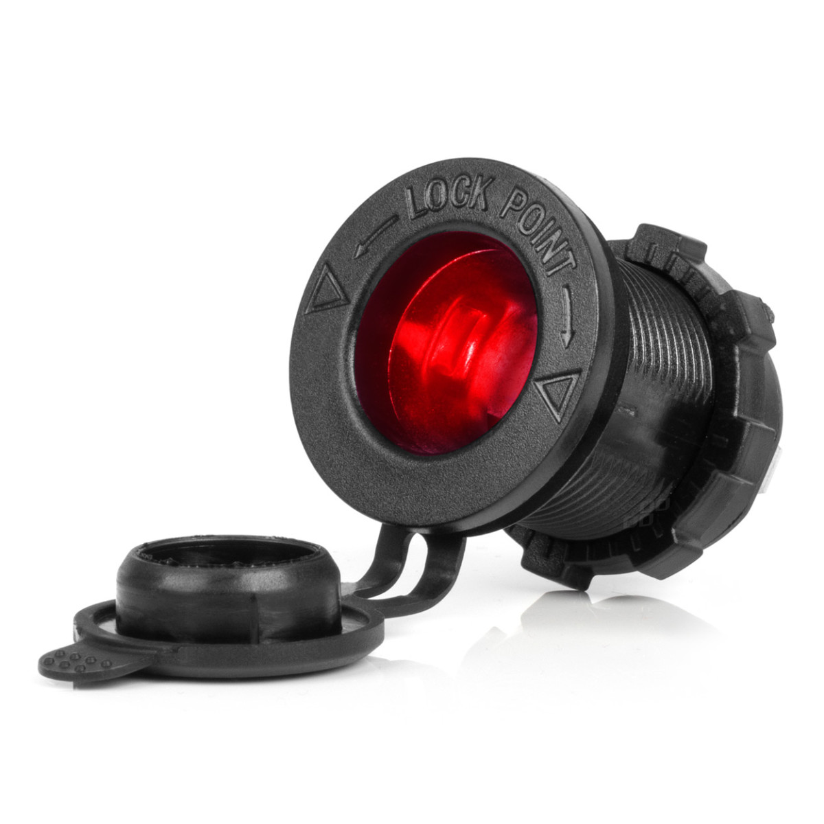 Veekindel auto sigaretisüütaja pistikupesa punase LED-valgustusega, 12/24V AMIO-04219