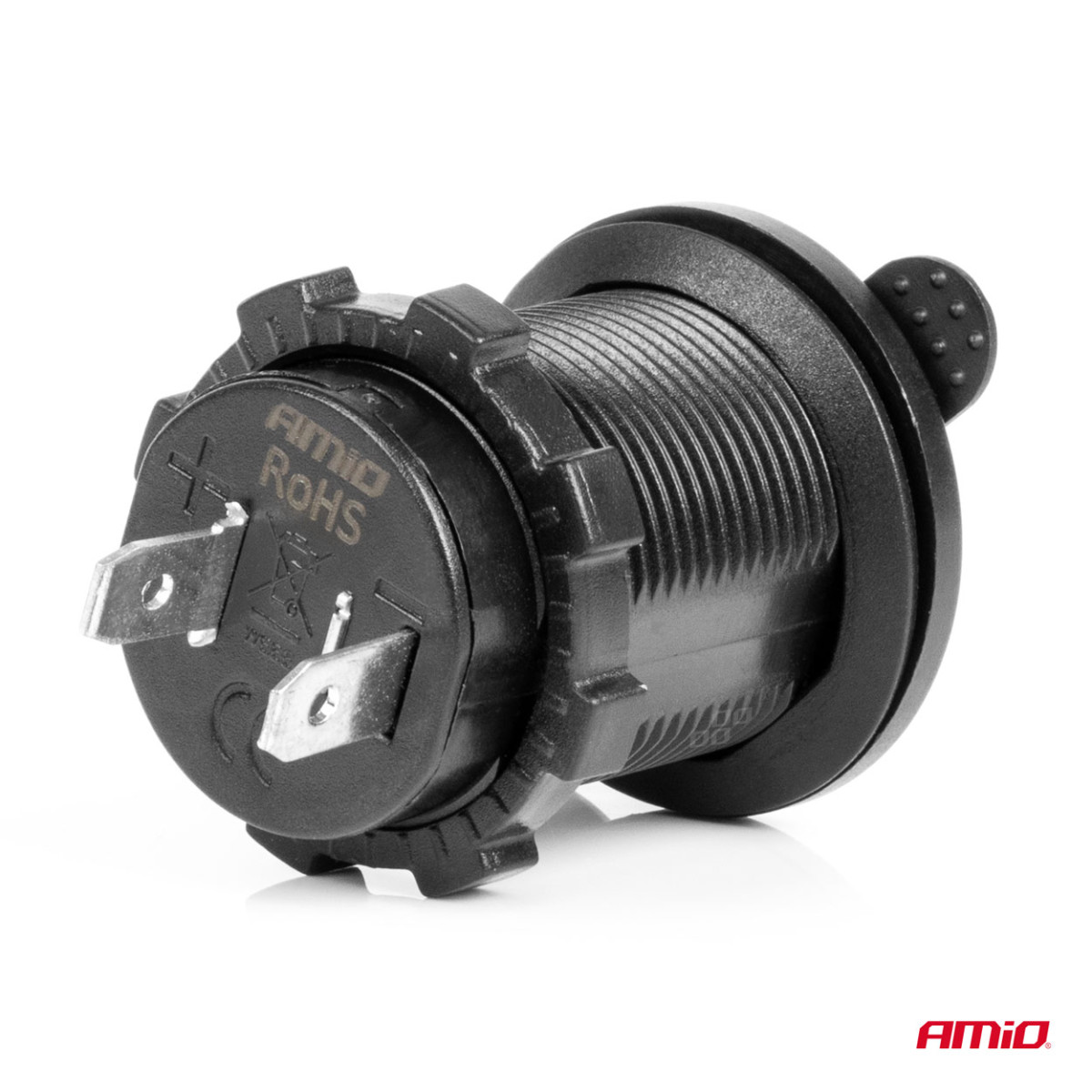 Veekindel auto sigaretisüütaja pistikupesa punase LED-valgustusega, 12/24V AMIO-04219