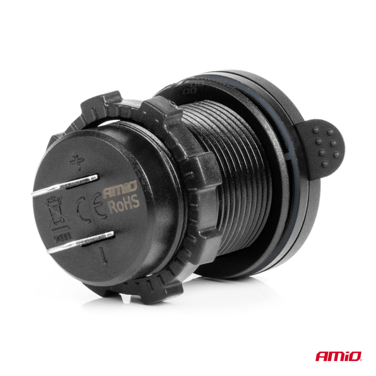 Veekindel telefonilaadija lüliti ja sinise LED-valgustusega, USB + 2xUSB C QC3.0 12/24V AMIO-04596