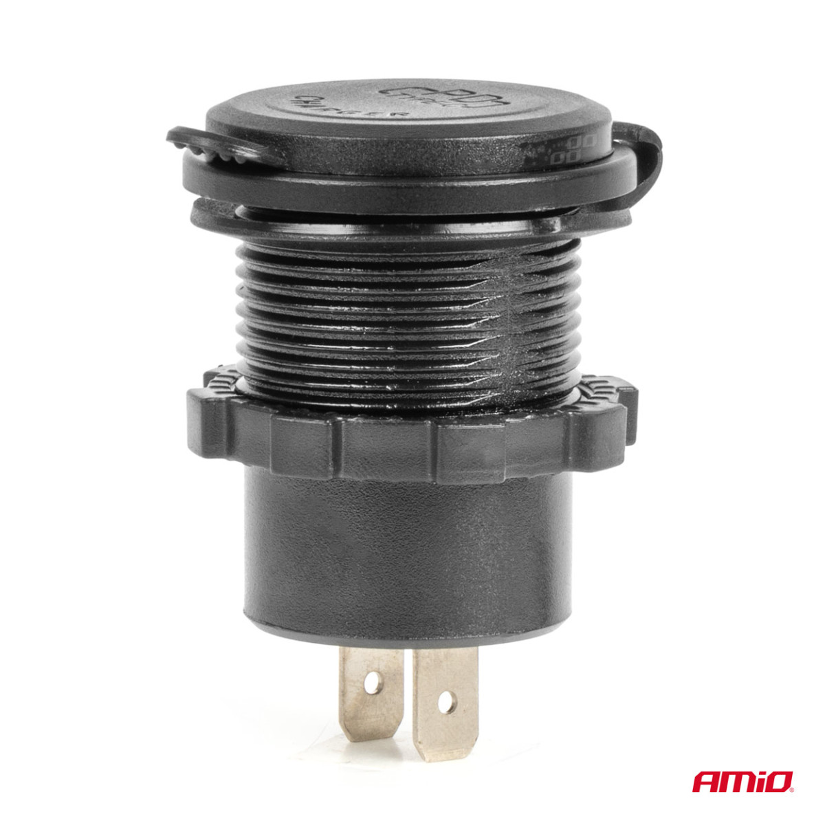 Veekindel telefonilaadija lüliti ja sinise LED-valgustusega, USB + 2xUSB C QC3.0 12/24V AMIO-04596