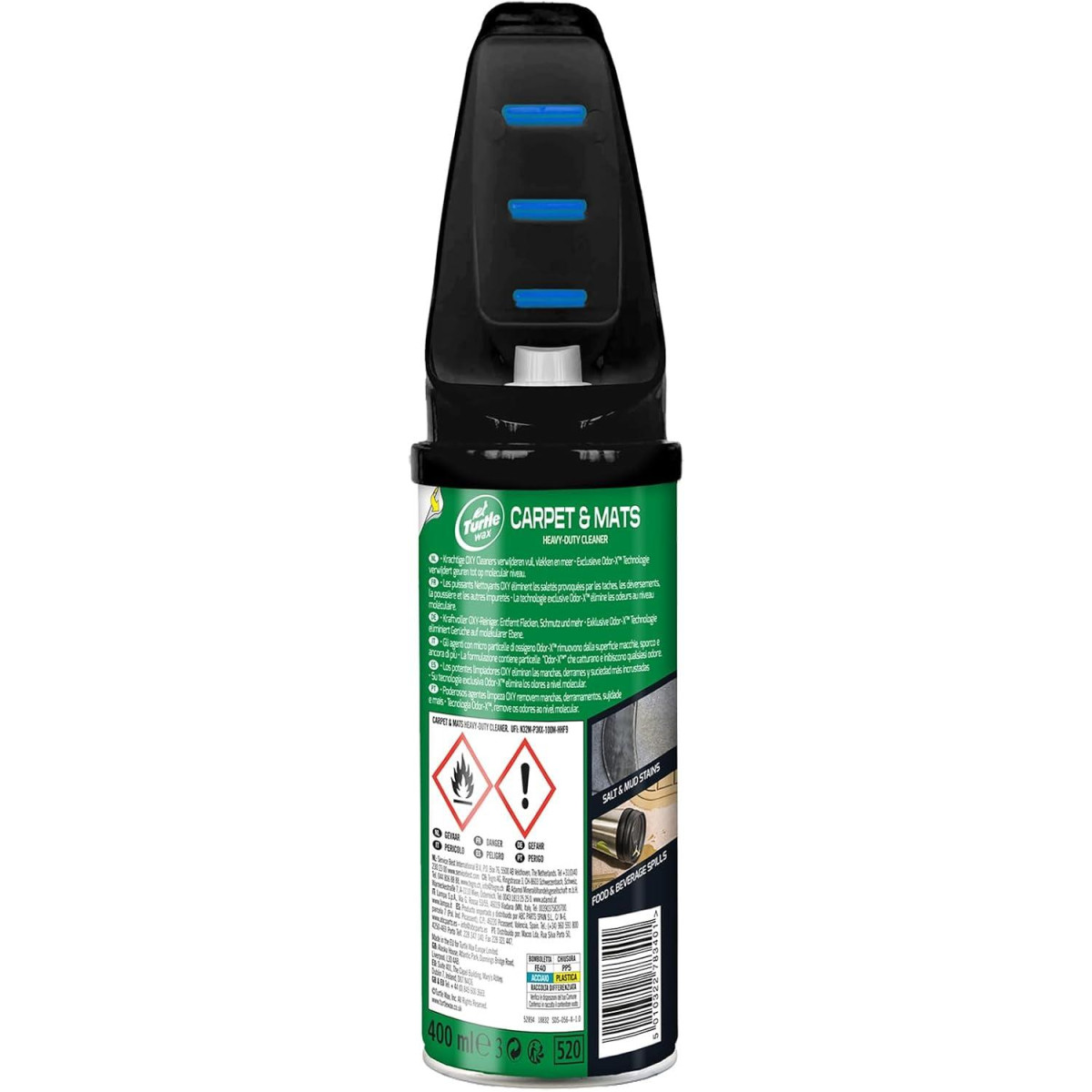 TURTLE WAX Power Out Carpets&Mats + Odor-X, lõhna blokeeriva tehnoloogiaga vaipade ja mattide puhastusvahend, 400 ml TURTLE WAX Power Out Carpets&Mats + Odor-X, lõhna blokeeriva tehnoloogiaga vaipade ja mattide puhastusvahend, 400 ml